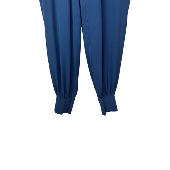 Theory Small 100% Silk Harem Jogger Pants Brilliant Blue Pockets Elastic Waist - Picture 15 of 16